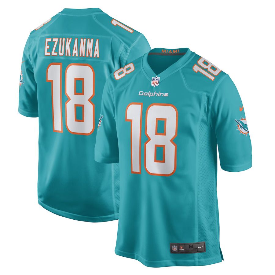 Men Miami Dolphins 18 Erik Ezukanma Nike Aqua Game Player NFL Jersey